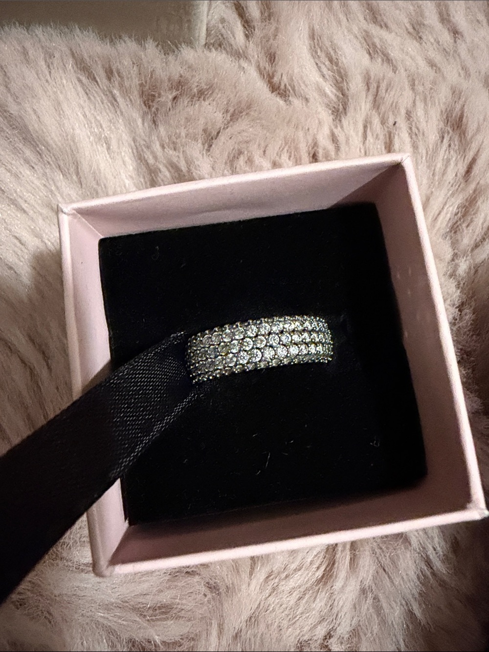 Pandora Pavé Crystal Wide Band Ring in Silver